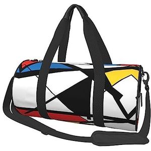 Kleurrijke Geometrische Patroon Gedrukt Ronde Duffel Bag Lichtgewicht Reizen Sporttas voor Mannen Vrouwen, Zwart, Eén maat