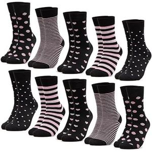 Occulto dames sokken pak van 10 (model: Rita) Zwart-Roze 35-38