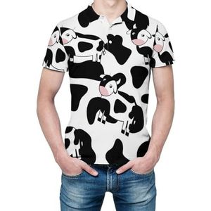 Schattig koeienpatroon heren shirt met korte mouwen golfshirts normale pasvorm tennis T-shirt casual zakelijke tops