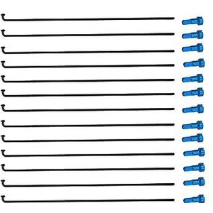 De mountainbike heeft gepraat, Spaken van roestvrij staal 304 en blauwe nippels van aluminiumlegering for mountainbikewielen, verpakking van 37 stuks, lengte 230-274 mm(Length 236 mm)