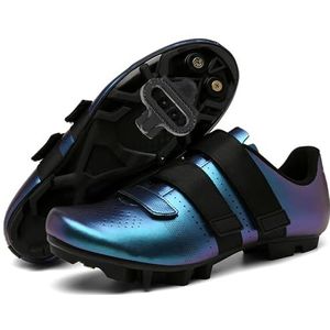 PENXZT Mountainbikeschoenen Herenfietsschoenen Compatibel met 2-bouts SPD-schoenplaatjes Unisex Spin Bike-schoenen Ademend voor binnen en buiten,Blauw,36 EU