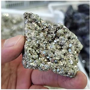 Natuurlijke Kristal Ruwe 1 stks Natuurlijke Pyriet Koper Pyriet Specimen Chalcopyriet Crystal Rock Stones Cluster Collection Stone XZEGJMEO (Maat: 100-140g)