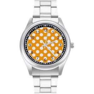 Oranje Polka Dot Klassieke Heren Horloges voor Vrouwen Casual Mode Zakelijke Jurk Horloge Geschenken