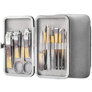 Manicureset, nagelknipperset, Grijze nagelknipperset 8/12/18 stuks Manicure Pedicure Kit(12pcs)