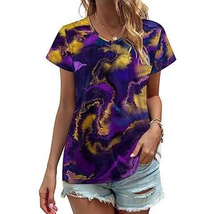 Abstracte Kleurrijke Vloeibare Kunst Vrouwen V-hals T-shirts Leuke Grafische Korte Mouw Casual Tee Tops L