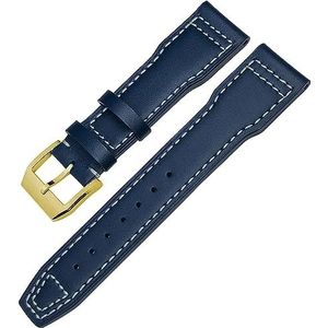 WCQSYY Echt Rundleer Horlogeband Voor IWC Mark XVIII Le Petit Prince Pilotenhorloge Band 20mm 21mm 22mm (Color : Blue white gold, Size : 20mm)
