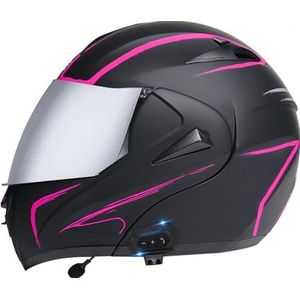 Integraalmotorhelm Met Dubbellaags Ingebouwd Vizier Opklapbare Bluetooth-Motorhelm Met Snelsluiting DOT/ECE Goedgekeurd Voor Terreinvoertuigen 6,XL(61-62CM)