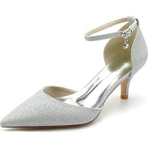 EICOFF - Trouwschoenen - Zilver - Kitten Hakken - Gesloten Teen - Pumps