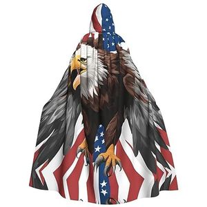 SSIMOO Adelaar met Amerikaanse vlag volwassen Halloween party cape - perfect voor kostuumfeesten en cosplay