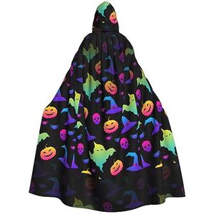 Bxzpzplj Regenboog Halloween Geest Heks Hoed Spinnen Print Hooded Mantel Lange Voor Carnaval Cosplay Kostuums 185cm, Carnaval Fancy Dress Cosplay