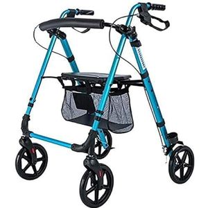 Elektrische rolstoel lichtgewicht aluminium rollator verstelbare rolstoel met stoel voor ouderen, gehandicapten, mensen met een handicap (blauw)