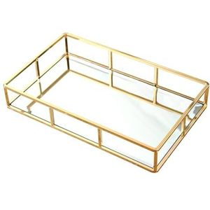 PuTwo Gespiegeld Dienblad, Parfum Dienblad Kaars Dienblad Spiegel Dienblad Tafel Goud Sierlijk Dienblad Goud ijdelheid Dienblad Goud Drankjes Dienblad Metalen Spiegel