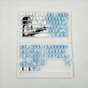 Anime gradiënt PBT Keycap Set 129 voor mechanische toetsenborden van de magnetische schakelaar, compatibel met compatibele toetsenborden, glanzend door zijdelingse bedrukking (Blue Ke