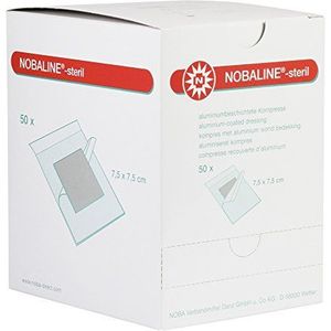 50 x Nobaline steriel met aluminium gecoate wondcompressen, afmetingen: 7,5 cm x 7,5 cm