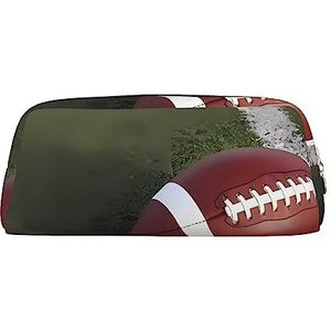 DEHIWI American Football Potlood Pen Case Waterdichte Leuke Lederen Potlood Pouch Reizen Cosmetische Make-up Tas Organizer Pen Houder Voor Kantoor Make-up, Goud, Eén maat, Reizen