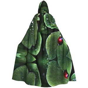 DEXNEL Zittende groene drie-bladige insecten volledige lengte capuchon mantel Halloween fancy cape kostuums, carnaval carnaval cosplay