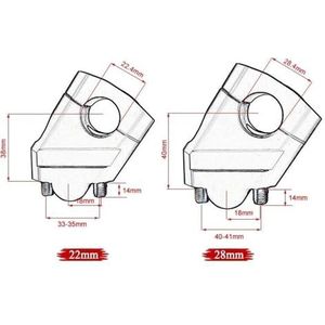 Onderdelen 22mm Stuurverhoger Universele Motorfiets Handvatten Stuur Staartklem Racing Mount Adapter Zwart