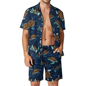 Leuke Zwemmen Ea Turtles Hawaiiaanse bijpassende set 2-delige outfits button down shirts en shorts voor strandvakantie