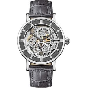 Ingersoll Men's The Herald Automatic Watch with Skeleton Dial and Grey Leather Strap I00402B