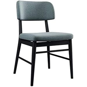 GEIRONV 1 stuks eetkamerstoelen, retro design katoen en linnen metalen poten lounge stoelen keuken woonkamer balkon stoel Eetstoelen (Color : Gris)