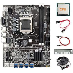 AMIUHOUN B75 8USB ETH Mijnbouw Moederbord 8XUSB+CPU+Baffle+ Kabel+Schakelkabel+Koeler LGA1155 B75 USB BTC Moederbord
