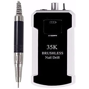 Elektrische nagelvijl, Oplaadbare nagelboor 35000 RPM draagbare elektrische E-vijl Malory acryl nagel gel polish remover machine met borenset, manicure Nail Tech Art Salon Home DIY voor zowel natuurli