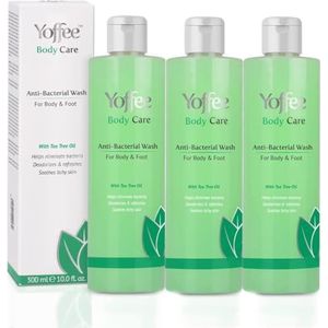 Yoffee Anti Bacterial Wash - Antibacteri毛le Douchegel - 900 ml - Tea Tree - Kokosolie - Verwijdert geuren - Verlicht jeuk en huidirritaties - Voor Lichaam en Voeten - Vegan - Made in Spain