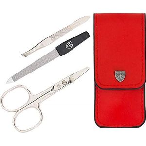 DREI SCHWERTER Germany manicureset 'KIDS COLLECTION' nagelset voor kinderen, tieners, meisjes en jongens - merkkwaliteit rood/leer/zilver 3-delig