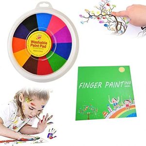 BSTCAR Vingerschilderset voor kinderen, 12/25 kleuren, grappige vingerschilderset met kleurboek, afwasbare vingerverfset, doe-het-zelf schilderset, tik op creativiteit en fantasie van de kinderen