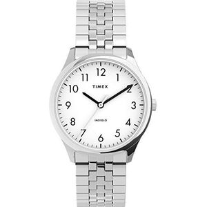 Timex Women's Modern Easy Reader 32mm Watch – Silver-Tone Case White Dial with Expansion Band