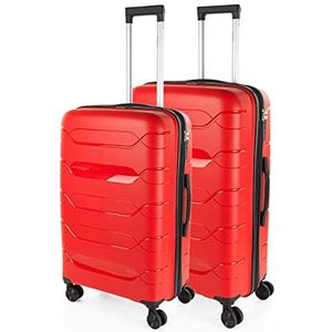 ITACA - Koffer Set - Koffers Set - Stevige Kofferset 2 Stuks - Reiskoffer Set. Set van 2 Trolley koffers (Middelgrote koffer en Grote Koffer). Kofferset Delige. Lichtgewicht Koffers, Karmozijn