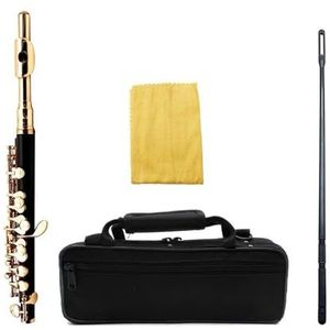 Fluit 16 Gat Piccolo C Sleutel Wit Koperen Lichaam Piccolo Set Met Doos Professioneel Houtblazersinstrument 16 Gat Plus E Sleutel Piccolo (Color : Bk Gold)