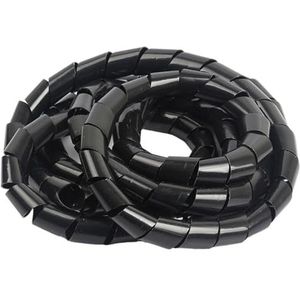 Kabelgootbuis, OD 4mm-20mm spiraalwikkelbuis wit zwart draadorganizer(Black,14mm x 5 Meter)