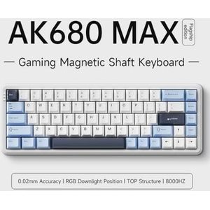 QPSJXN Wired mechanisch toetsenbord met een instelbaar sleutelbereik voor de magnetische schakelaar en 68 met gemengde kleur lage latentie met lage kleur (Wired Blue White)