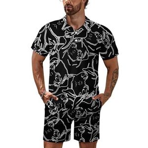 Pug Dog Poloshirt voor heren, korte mouwen, trainingspak, casual, strandshirts, shorts, outfit, 3XL