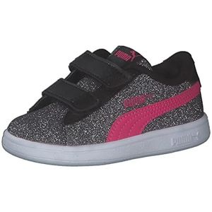 PUMA Smash V2 Glitz Glam V Inf Sneakers voor meisjes, Puma Black Glowing Pink PUMA White, 25 EU