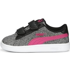 PUMA Smash V2 Glitz Glam V Inf Sneakers voor meisjes, Puma Black Glowing Pink PUMA White, 25 EU