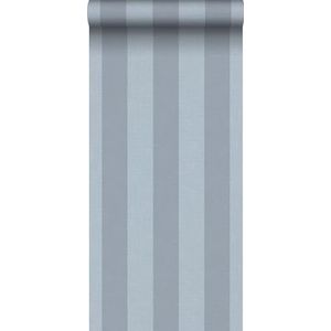 behang strepen vergrijsd blauw 53 cm x 10 m - van Sanders & Sanders