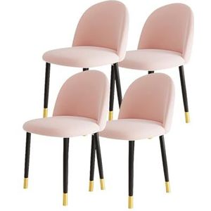 Moderne keukeneetkamerstoelen, accentstoel set van 4, fluweelzachte gevoerde zitting met ergonomische rugleuning, stoel metalen poten