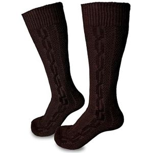 Steigenhöfer Manufaktur Klederdrachtsokken voor heren en dames, lang, klassieke kniekousen in vlechtpatroon, Oktoberfest, kousen van katoen voor mannen en vrouwen, donkerbruin, 43-44 EU