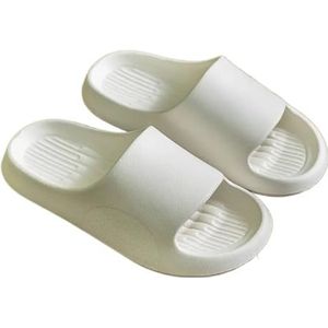 UBOHUZ Thuis Slippers Voor Vrouwen In Zomer Indoor Home, Dikke Zolen EVA Badkamer Antislip En Stille Sandalen Voor Badkamer, Zwembad, Wit, 42-43