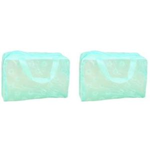 Vrouwen Cosmetica Tas Opslag Make-up Toiletartikelen Organizer Opvouwbare Rits Dragen Make Up Eyeliner Case Pack Groen, 2 Set (Groen), as description, als beschrijving