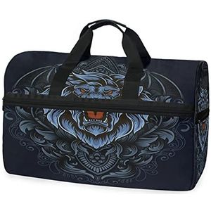 Lion Blue Angry King Sport Swim Gym Bag met Schoenen Compartiment Weekender Duffel Reistassen Handtas voor Vrouwen Meisjes Mannen