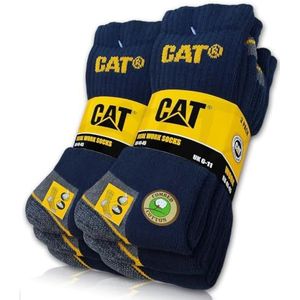 CAT Caterpillar Real Work Socks voor dames en heren, werksokken, zakelijke sokken, 6 paar, maat 35-50, blauw, 35-40 EU