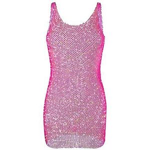 Jurk van pure mesh | Pailletten pure mesh strass jurk | Dames mouwloze mesh paillettenjurk voor strandcocktailparty Bexdug