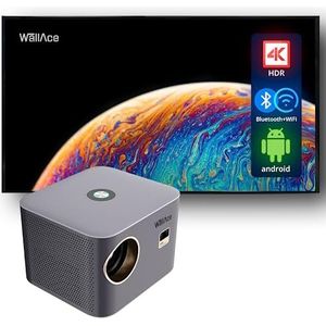 Wallace Technology Saturn Beamer 4K, 650 ANSI, WLAN, Bluetooth, Android-projector met native Full HD-resolutie 1080P, autofocus en trapeziumcorrectie