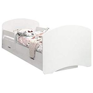 Happy Babies Kinderbed met veilige rand, uitvalbeveiliging en schuiflade, met schuimstofmatras van 7 cm (180 x 90 cm, 89. Geen motief)