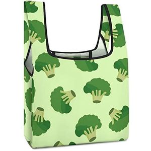 Groene Broccoli Herbruikbare Boodschappentas Met Handvat Opvouwbare Boodschappen Tote Bag Grote Capaciteit Lichtgewicht Handtas Voor Mannen Vrouwen