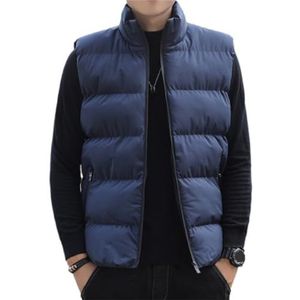 Wintervest Gewatteerd Herenvest, Mouwloos Donsjack Van Katoen, En Rits, Verwarmend Vest Mouwloos Vest(Blue,5XL)