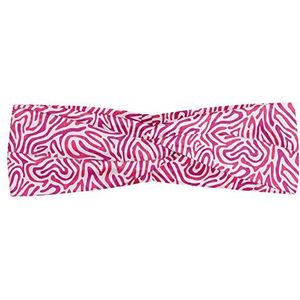 ABAKUHAUS Pink Zebra Hoofdband, Curvy Lijnen Funky, Elastische en Zachte Bandana voor Dames, voor Sport en Dagelijks Gebruik, Fuchsia Pink White